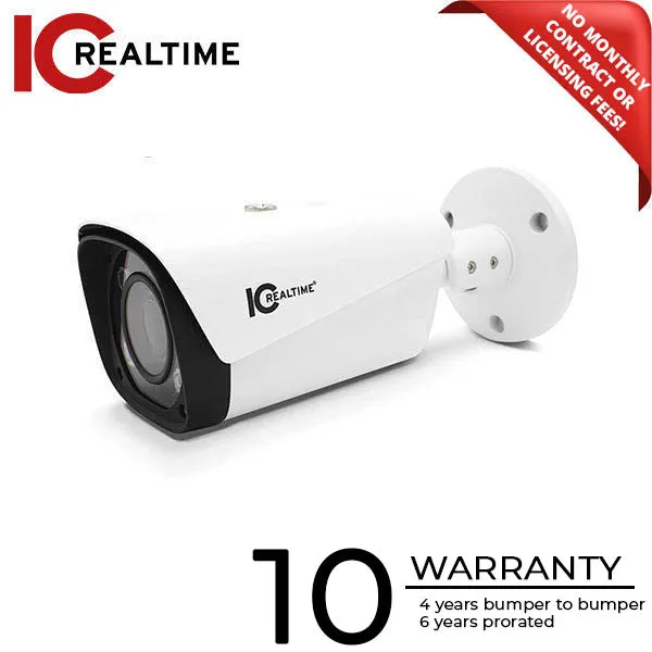 IC Realtime - AVS-B2218Z / 2MP HDAVS Indoor/Outdoor Mid Size Bullet Camera / Varifocal 2.7-12mm Lens (100° - 30°) / 262 Feet Smart IR / 12VDC