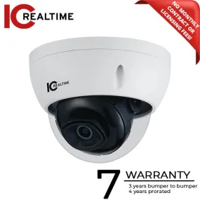 IC Realtime - IPEG-D20F-IRW3 / 2MP IP Indoor/Outdoor Small Size Vandal Dome Camera / Fixed 2.8mm Lens (108°) / 98 Feet IR / PoE Capable