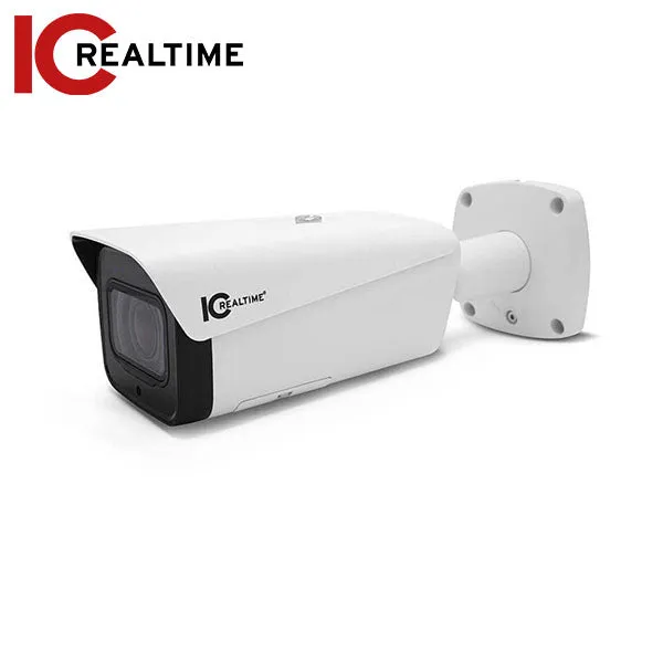 IC Realtime - IPEL-B40V-IRW1-AI / 4MP IP Indoor/Outdoor Full Size Bullet Camera / 2.7-12mm Motorized Lens (114 - 47 AOV) / 64 Ft Smart IR / POE / AI