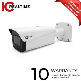 IC Realtime - IPEL-B40V-IRW1-AI / 4MP IP Indoor/Outdoor Full Size Bullet Camera / 2.7-12mm Motorized Lens (114 - 47 AOV) / 64 Ft Smart IR / POE / AI