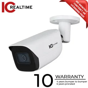 IC Realtime - IPEL-B80F-IRW2 / 8MP IP Indoor/Outdoor Small Size Bullet Camera / Fixed 2.8mm Lens (108°) / 98 Feet Smart IR / PoE Capable / Ai