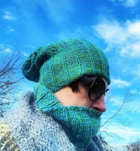 In Sync, double sided hat and cowl set