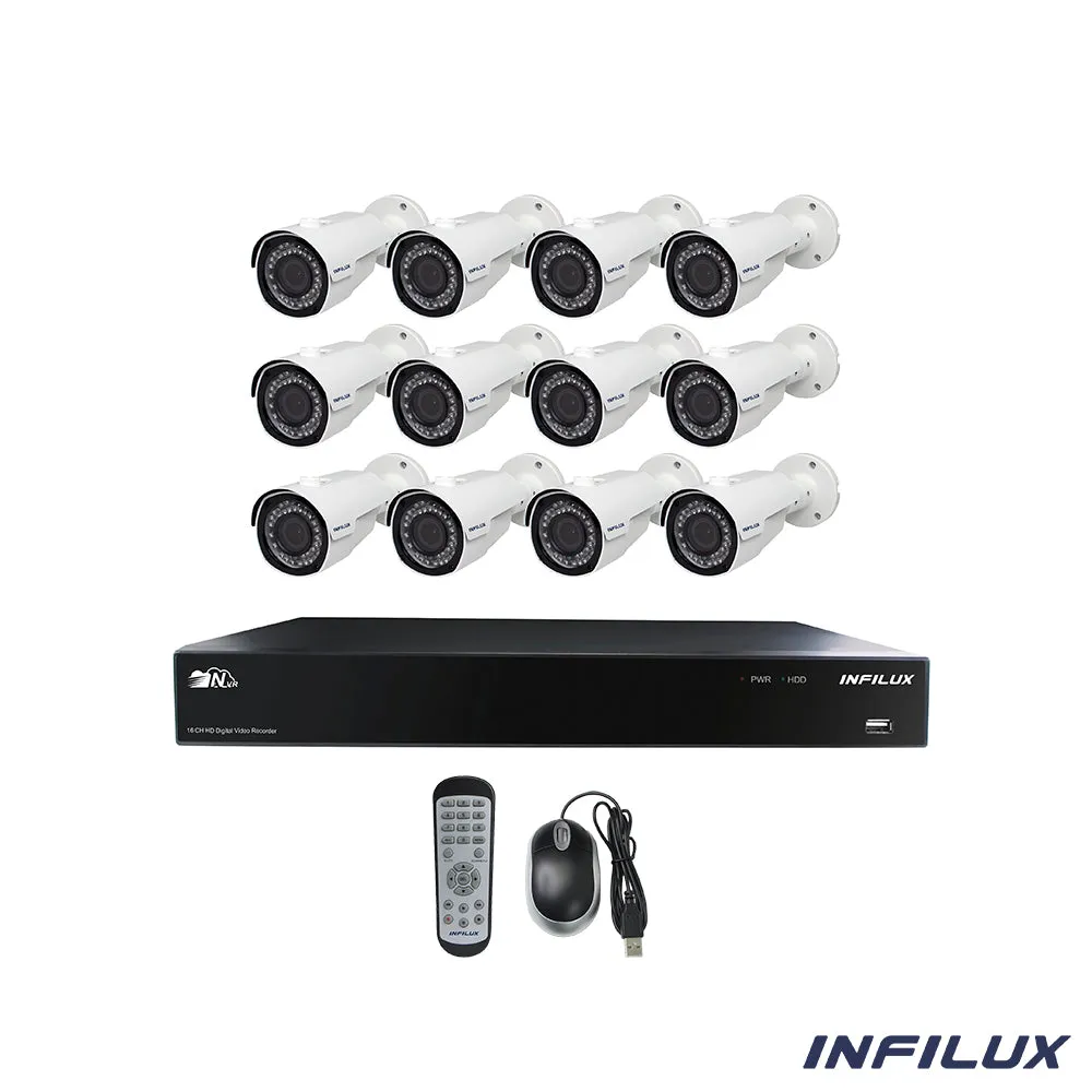 Infilux 16-Channel 4MP Surveillance Kit with 3.6mm Bullet IP Cameras