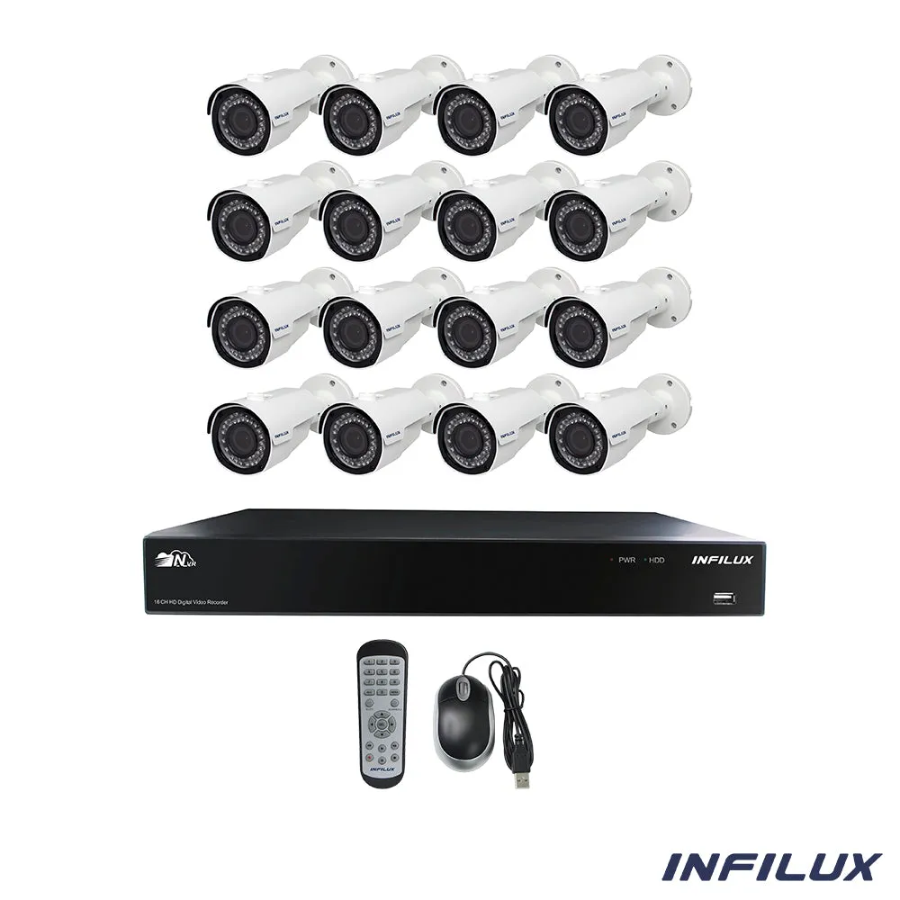 Infilux 16-Channel 4MP Surveillance Kit with 3.6mm Bullet IP Cameras