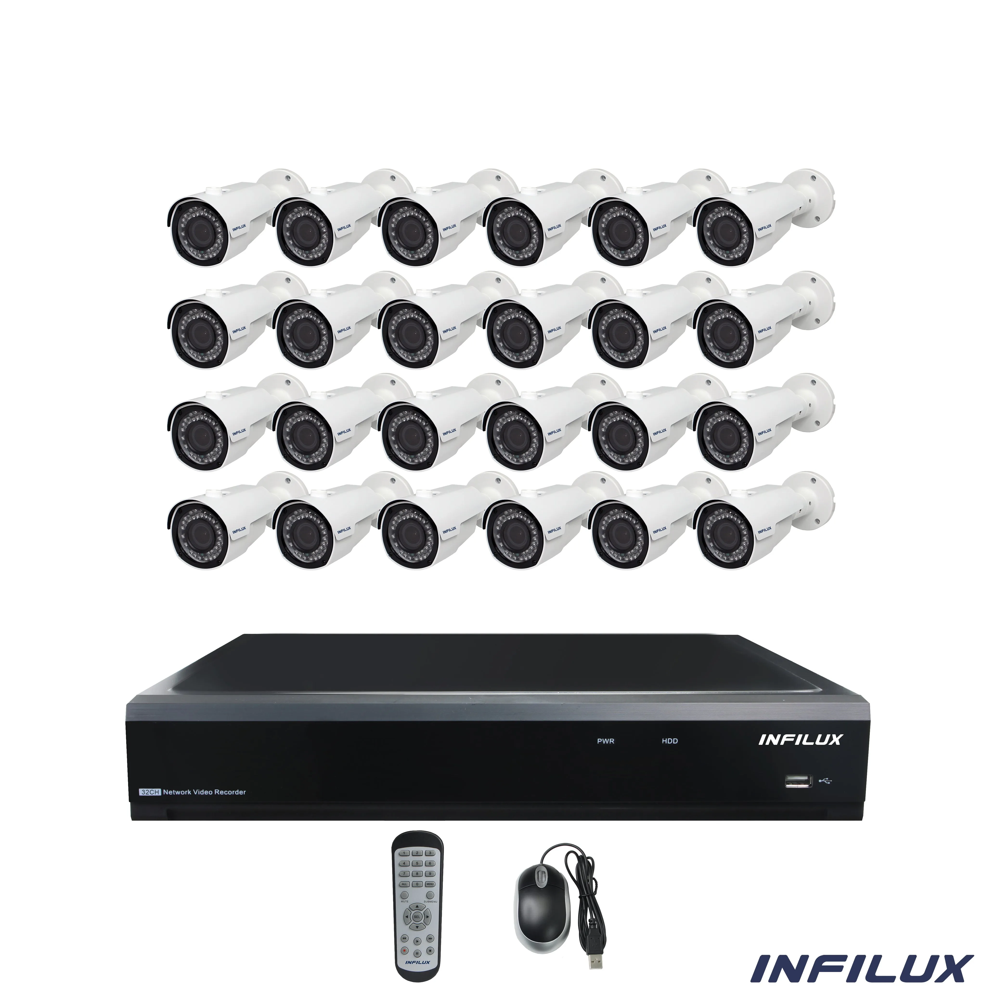 Infilux 32-Channel 4MP Surveillance Kit with 3.6mm Bullet IP Cameras