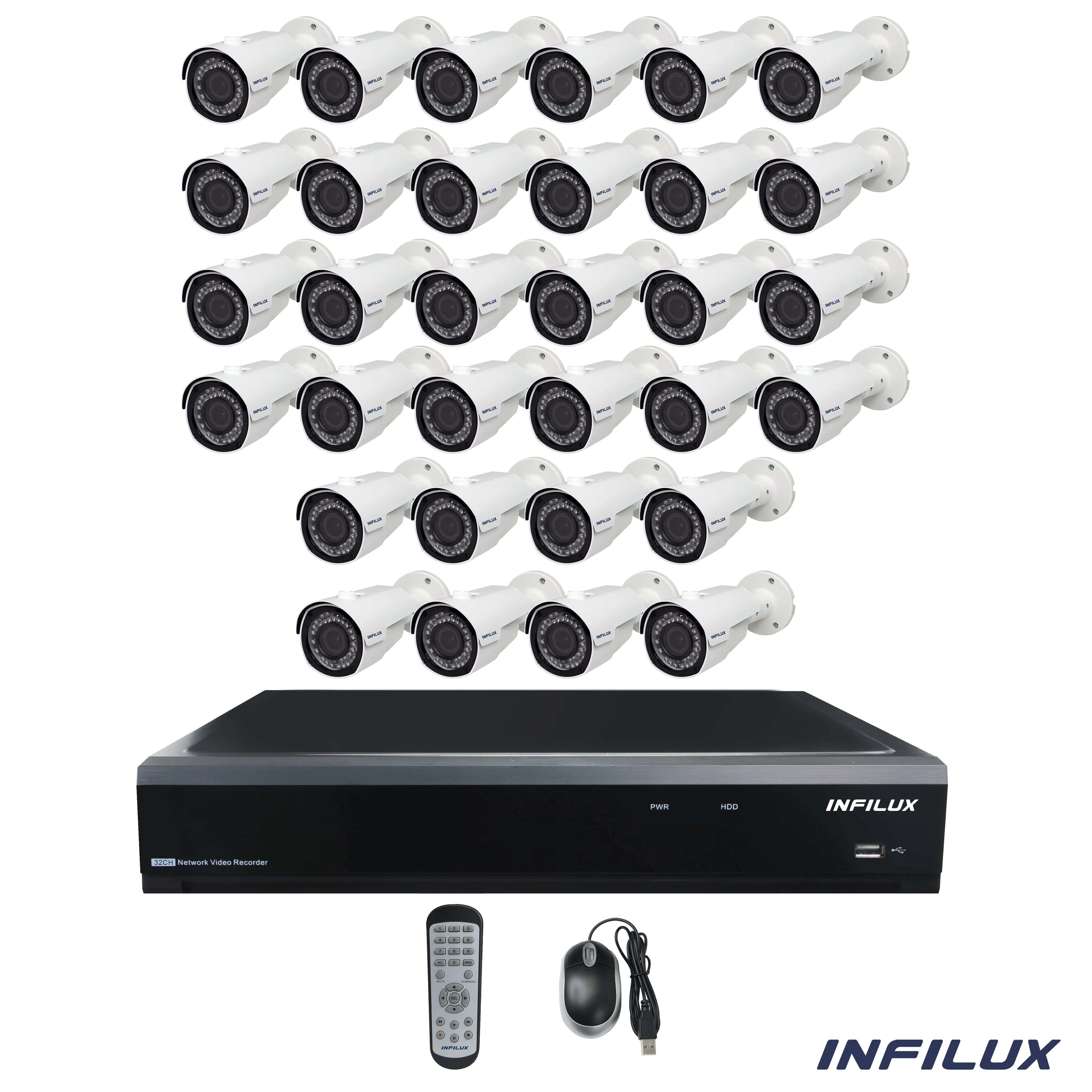 Infilux 32-Channel 4MP Surveillance Kit with 3.6mm Bullet IP Cameras