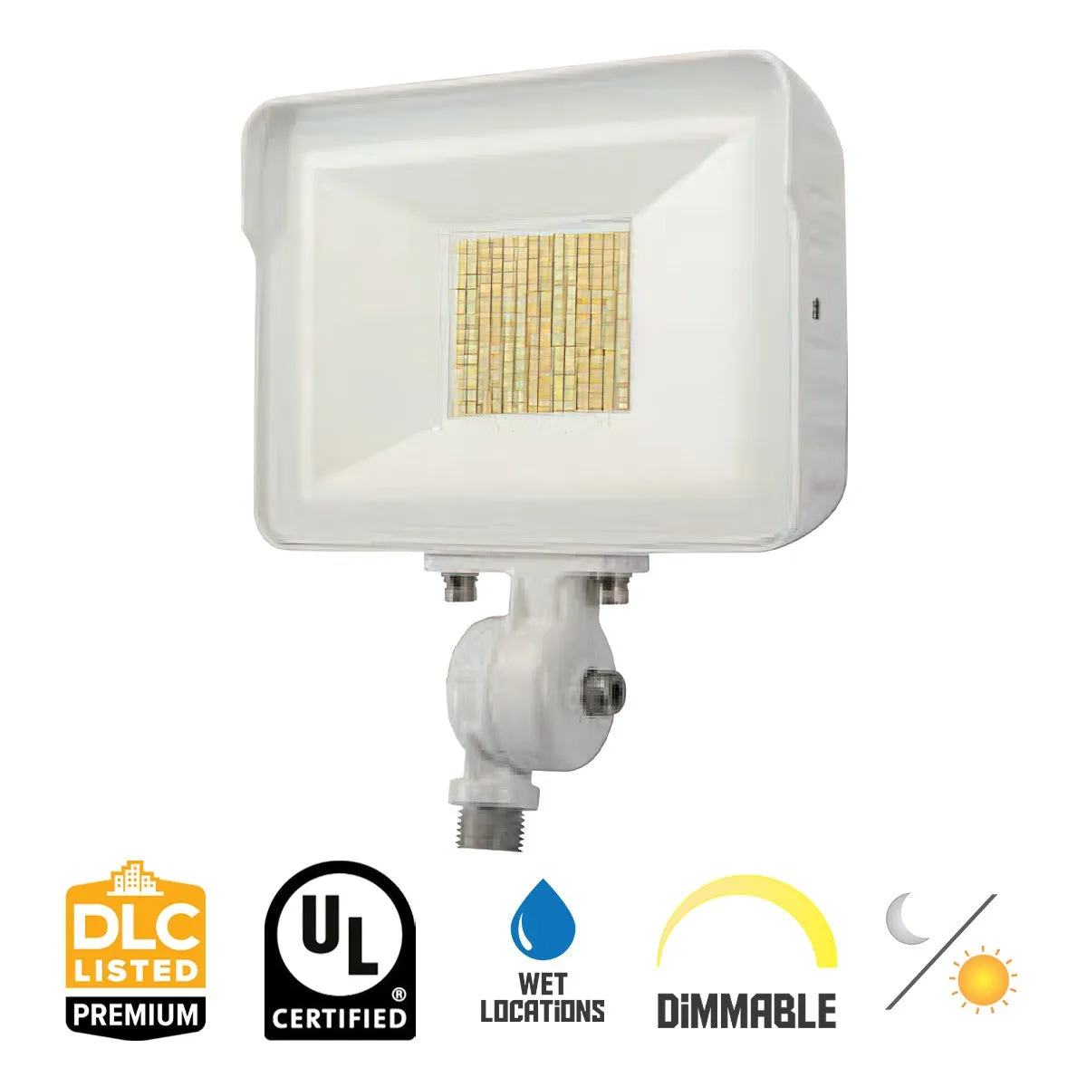 LED Flood Light With Photocell, 60 Watts, 8500 Lumens, 30K/40K/50K, 120-277V, White