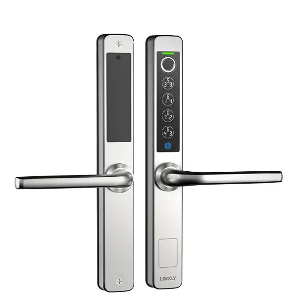 Lockly Guard - ATHENA 228SL - Narrow Stile Double Hook Mortise Lever Set-  Slide Edition - Biometric Fingerprint  - RFID- Keypad - Wi-Fi-Bluetooth App Controlled - Backset 1-1/8" - Stainless Steel