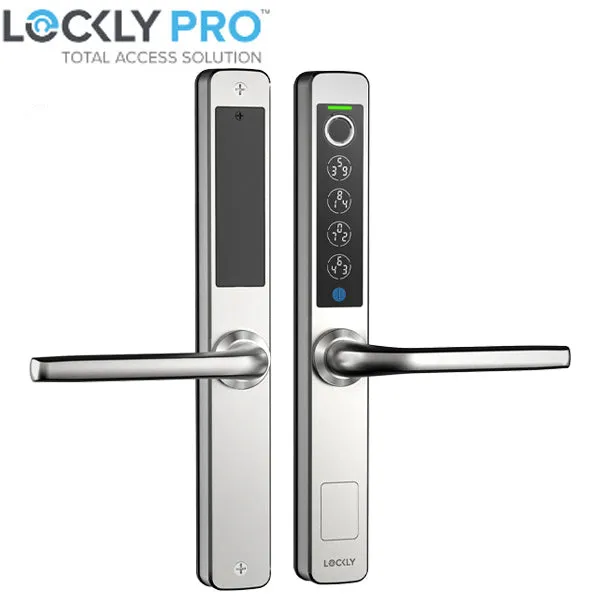 Lockly Guard - ATHENA 228SL - Narrow Stile Double Hook Mortise Lever Set-  Slide Edition - Biometric Fingerprint  - RFID- Keypad - Wi-Fi-Bluetooth App Controlled - Backset 1-1/8" - Stainless Steel