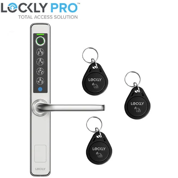 Lockly Guard - ATHENA 228SL - Narrow Stile Double Hook Mortise Lever Set-  Slide Edition - Biometric Fingerprint  - RFID- Keypad - Wi-Fi-Bluetooth App Controlled - Backset 1-1/8" - Stainless Steel