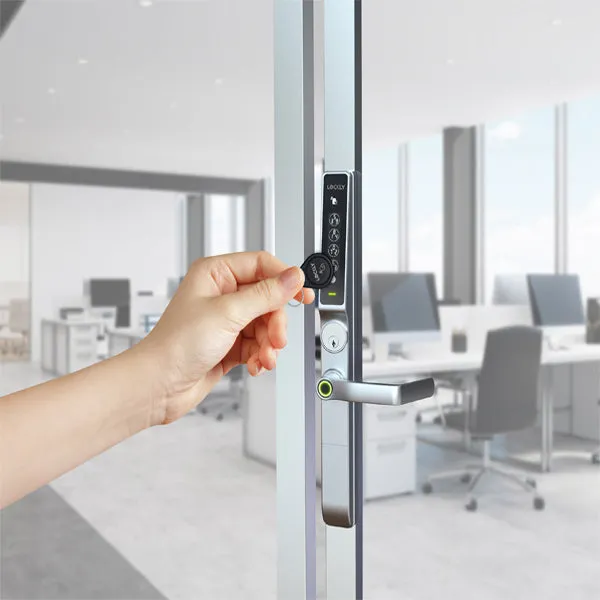 Lockly Guard -DEFENDER 238LE - Biometric Electronic Lever Set - Mortise Exit Trim Edition - RFID - Fingerprint Reader - Wi-Fi-Bluetooth App Controlled - Satin Nickel