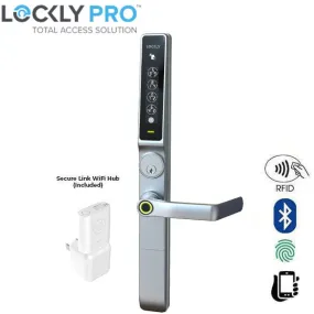 Lockly Guard -DEFENDER 238LE - Biometric Electronic Lever Set - Mortise Exit Trim Edition - RFID - Fingerprint Reader - Wi-Fi-Bluetooth App Controlled - Satin Nickel