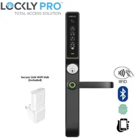 Lockly Guard -DEFENDER 238LM- Biometric Electronic Lever Set - Entry/Exit Mortise Doorman Edition - RFID - Fingerprint Reader - Wi-Fi-Bluetooth App Controlled - Matte Black