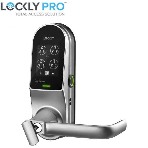 Lockly Guard - LATCH 679L -  Lever Latch Smart Lock -Wi-Fi-Bluetooth App Controlled - Fingerprint Reader -  Touchscreen Keypad - Key Override - Mifare RFID - Optional Finish