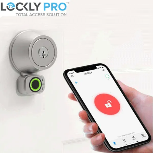 Lockly - PGD7A - Access Touch For Deadbolts - Fingerprint Biometric Reader - Bluetooth App Controlled - Satin Nickel