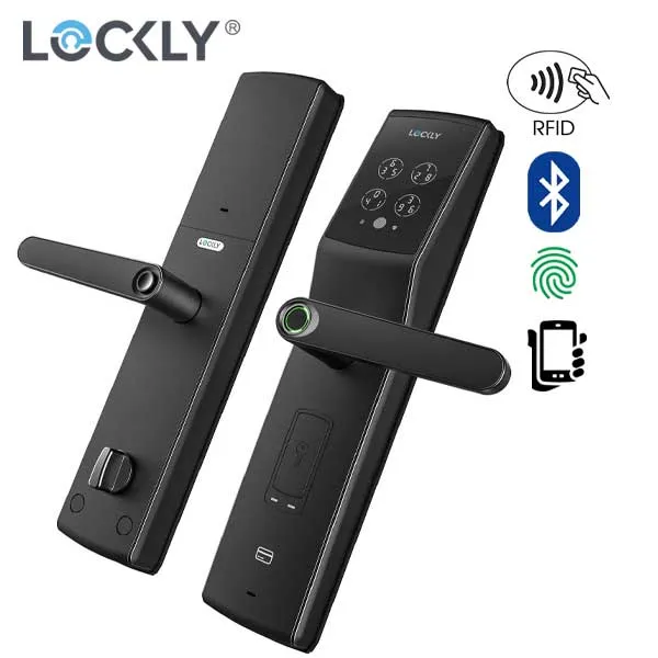 Lockly Pro - PGD829AFMB - Quote Series - Secure Lux - Mortise Smart Lock  - Fingerprint Reader - RFID Card - Bluetooth - Matte Black