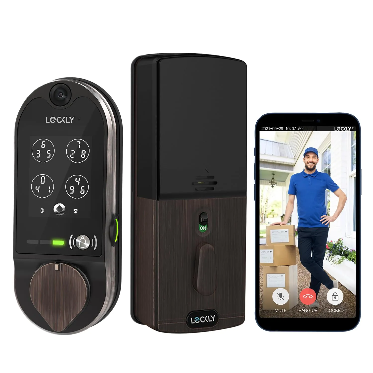 Lockly Vision, Video Doorbell Camera Smart Lock, 2-Way Audio Keyless Entry Door Lock, Fingerprint, Digital Keypad, Wi-Fi Smart Locks for Front Door with SD Card, No Monthly Fee, Venetian Bronze