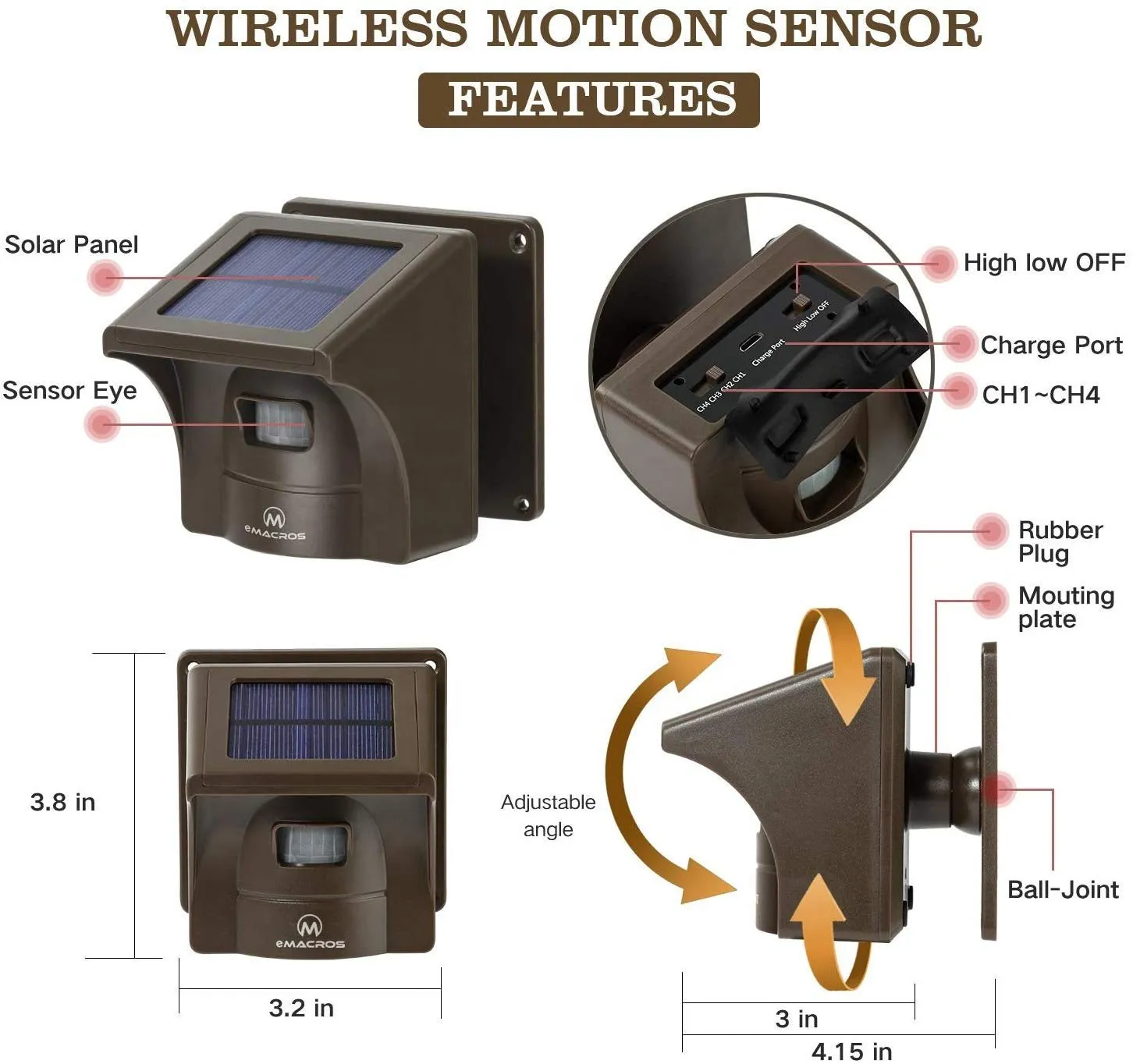 Long Range Solar Wireless Driveway Alarm - Motion Sensor Detector & Security Alert System