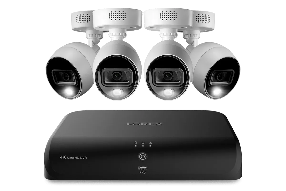 Lorex 4K (8 Camera Capable) 1TB Wired DVR System with Active Deterrence Bullet Cameras