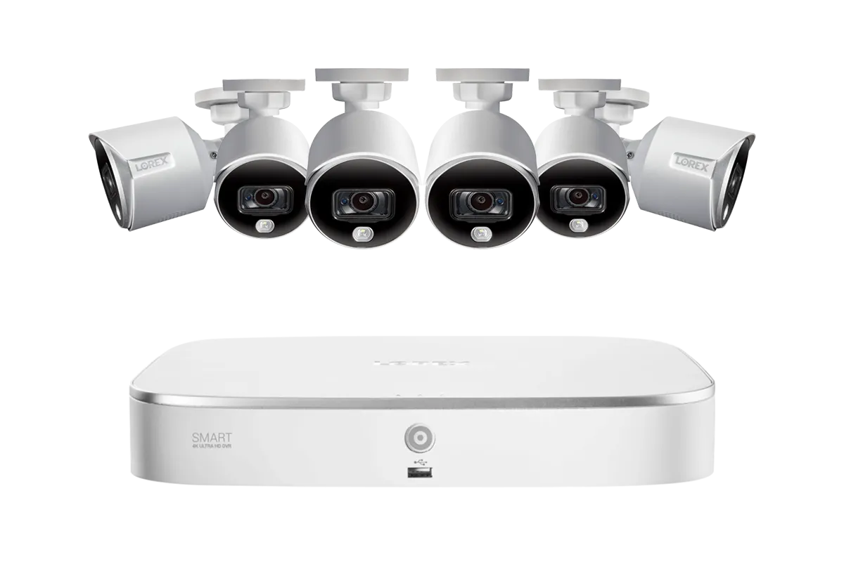 Lorex 4K 8-Channel 2TB Wired DVR System with Active Deterrence Bullet Cameras