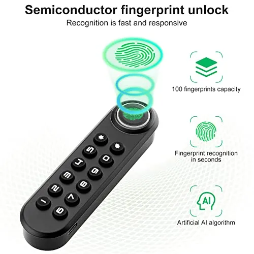 Mypin Fingerprint Cabinet Lock, Smart Biometric Cabinet Password Lock with USB Key, Keyless Hidden File Drawer Wardrobe Lock, Child Safety Fingerprint Lock