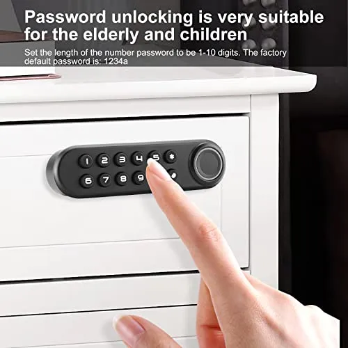 Mypin Fingerprint Cabinet Lock, Smart Biometric Cabinet Password Lock with USB Key, Keyless Hidden File Drawer Wardrobe Lock, Child Safety Fingerprint Lock