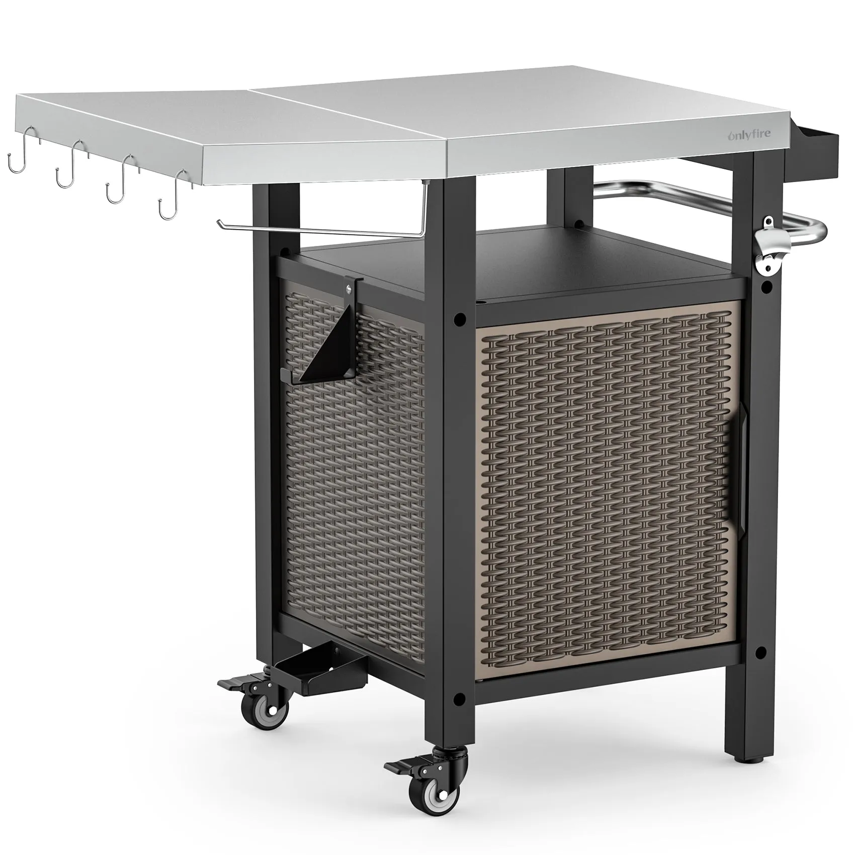 Onlyfire 9116 Outdoor Table and Storage Cabinet with Large Countertop and Wheels