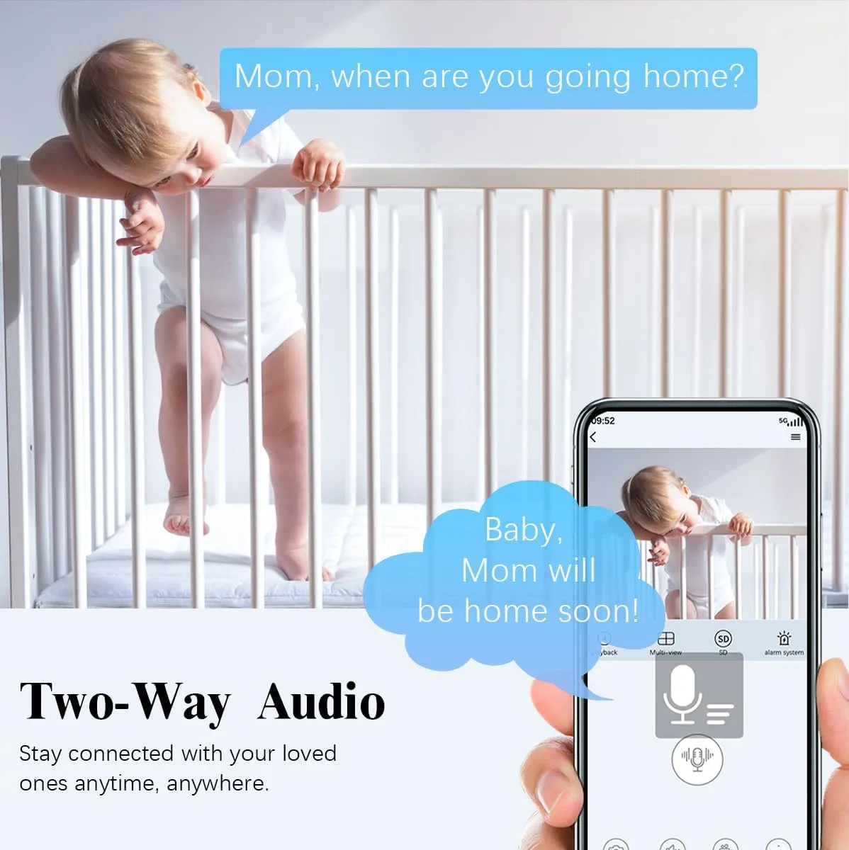 OOSSXX Indoor Security Camera System for Video Baby Monitor and Pet Monitor with App, Nanny Cam Smart Wireless PTZ Cameras with Audio/2-Way Talk Home Surveillance,5G&2.4G WiFi,Night Vision(4 Packs)