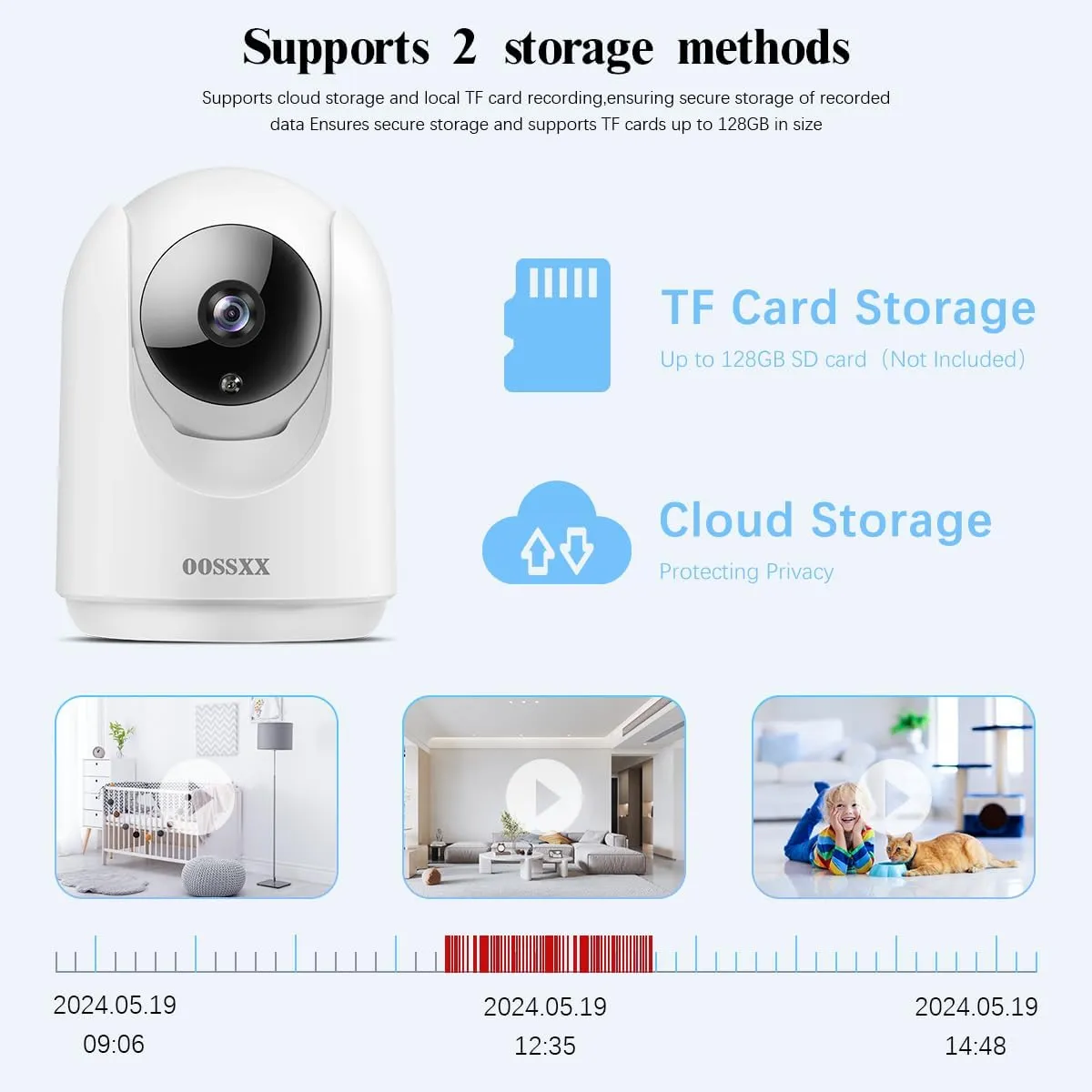 OOSSXX Security Camera System Indoor for Baby Monitor and Pet Monitor with App, PTZ Nanny Cam Smart Wireless Cameras with Audio/2-Way Talk for Home Surveillance,Plug-in 5G&2.4G WiFi