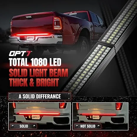 OPT7 Redline Parlux Triple Tailgate Light Bar 60" Bundle with Sidekick Running Board Light LED Strip Kit with Warning Mode