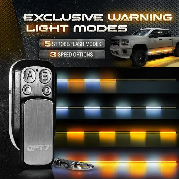 OPT7 Redline Parlux Triple Tailgate Light Bar 60" Bundle with Sidekick Running Board Light LED Strip Kit with Warning Mode