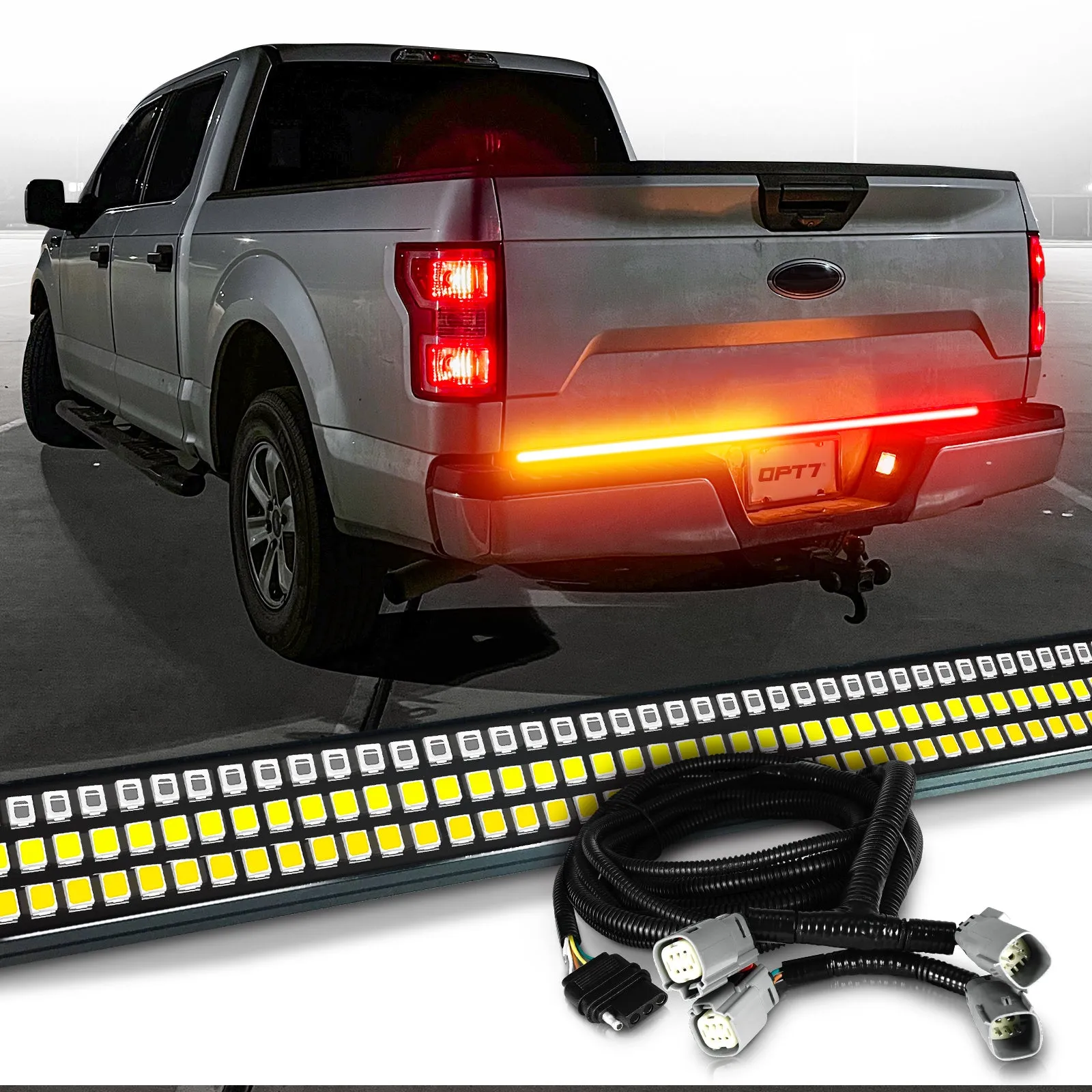 OPT7 Redline Triple Tailgate Light Bar 60" Bundle for Ford F150 18-20 Easy Connect Harness