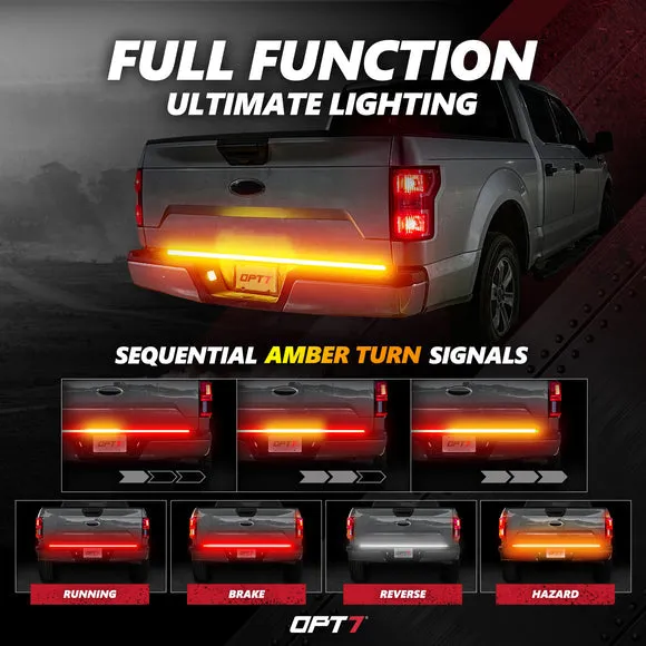 OPT7 Redline Triple Tailgate Light Bar 60" Bundle for Ford F150 18-20 Easy Connect Harness