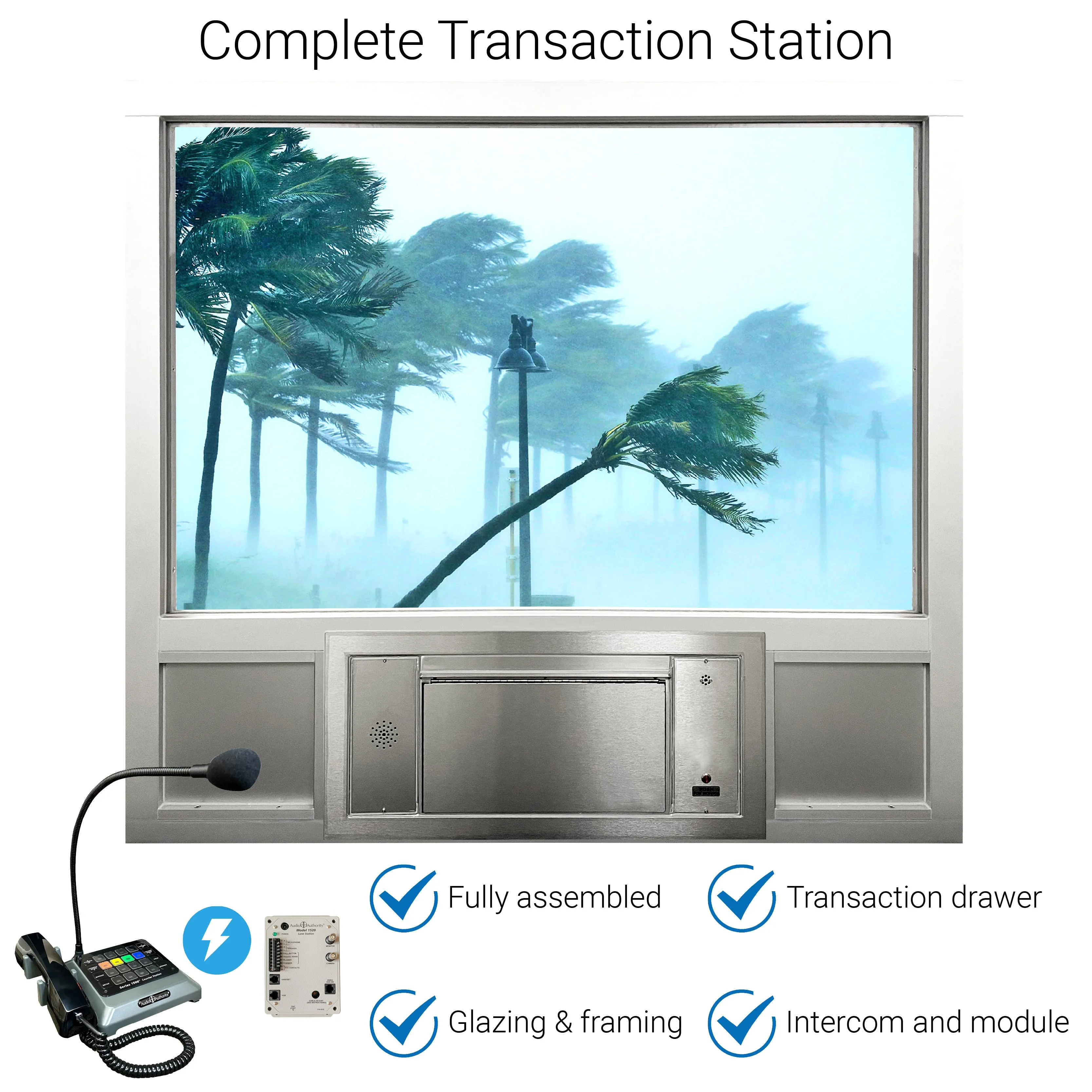 Quikserv PCJ-130-IP & QSP-713S-MAX-IP | Pharmacy Drive-thru Package 60" (W) x 53-1/2" (H) | Hurricane Impact Rated | 23318.1