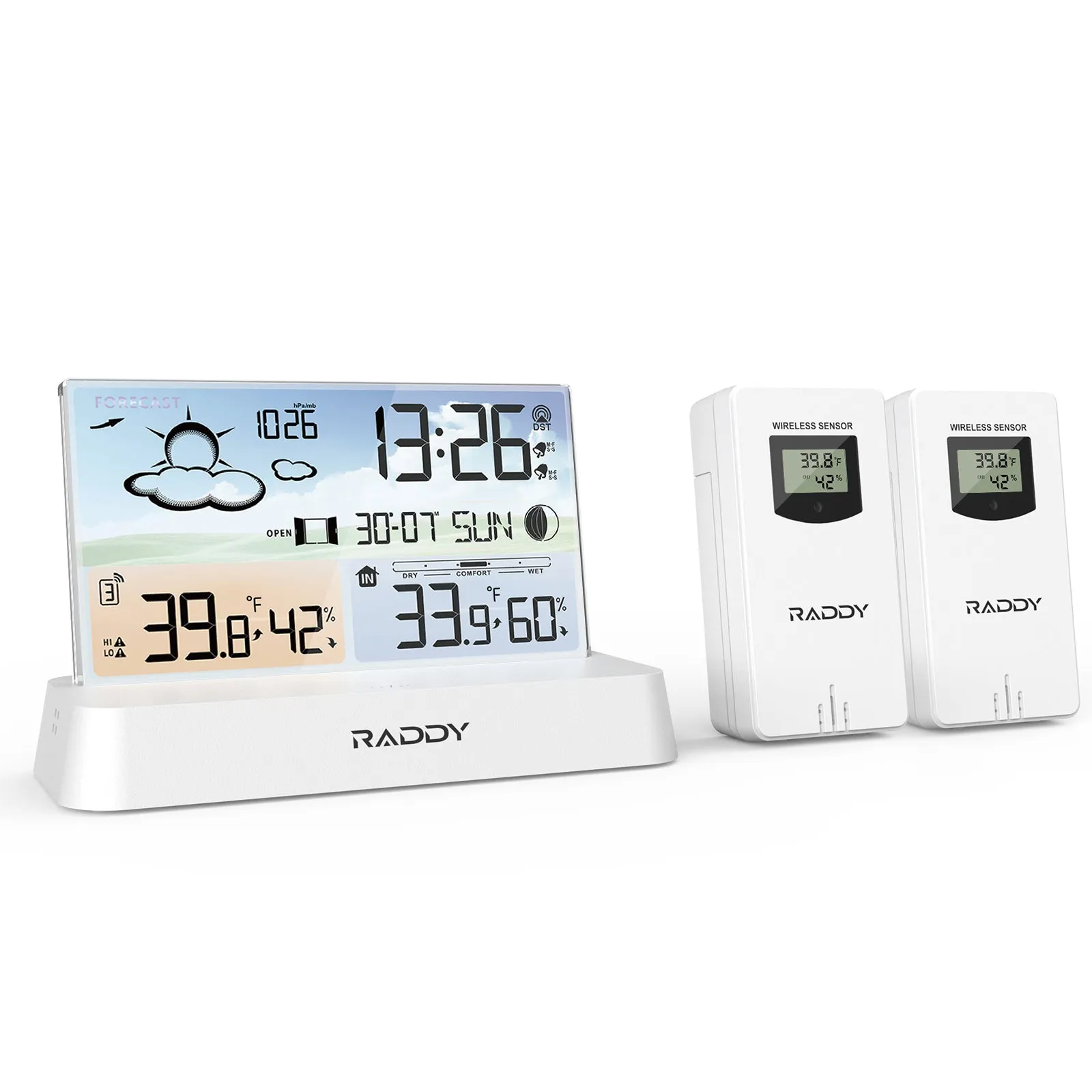 Raddy DT6 Weather Station | Temperature Humidity | Dual Alarm Clock | Adjustable Backlight