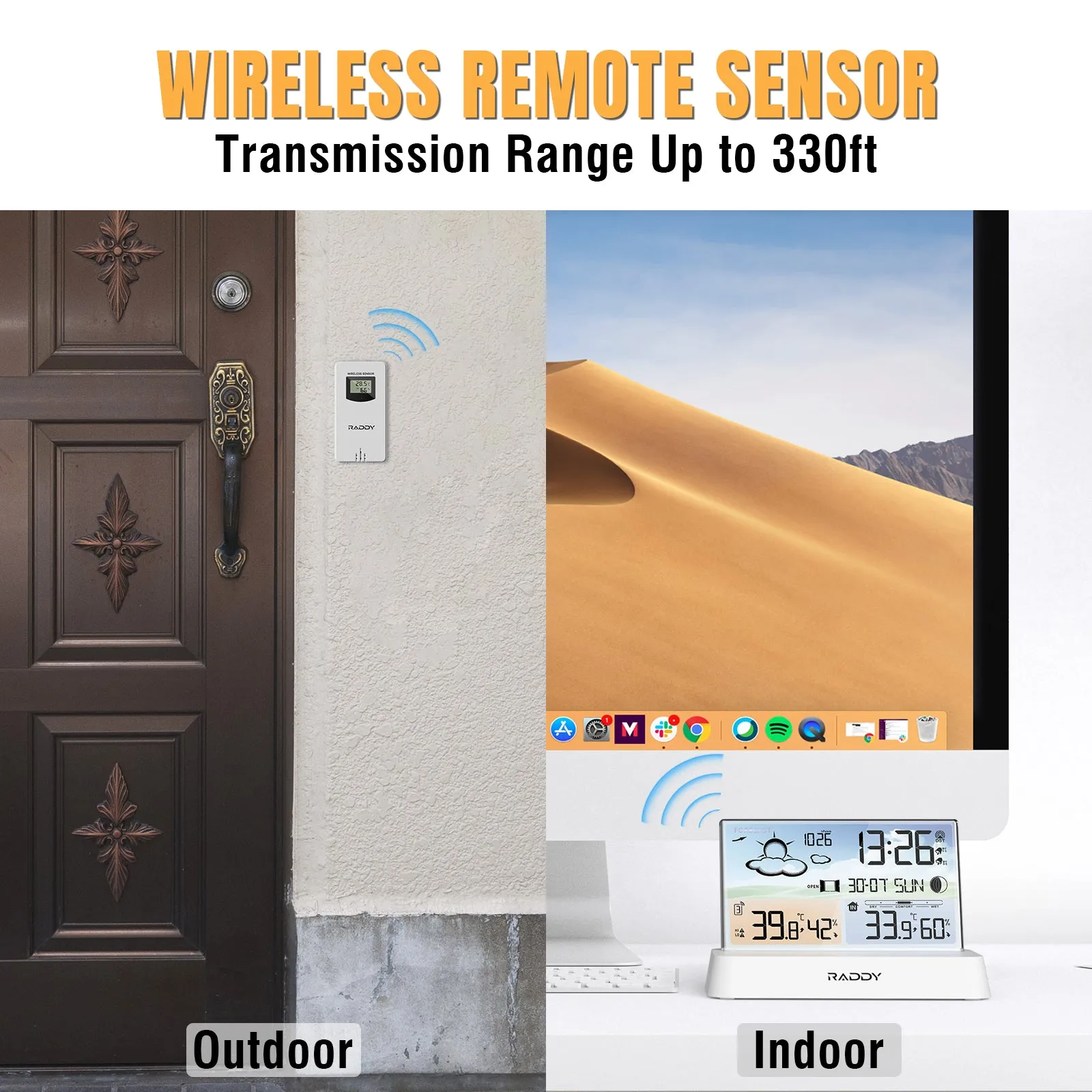 Raddy DT6 Weather Station | Temperature Humidity | Dual Alarm Clock | Adjustable Backlight