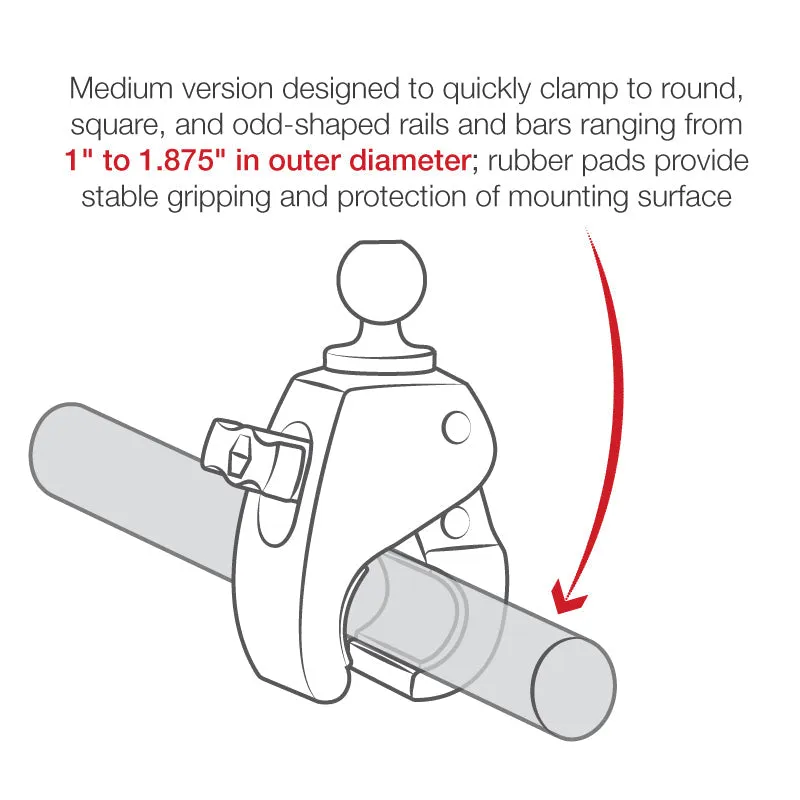 RAM® Tough-Claw™ Medium Clamp Mount with Universal Action Camera Adapter