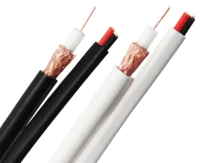 RG59 Siamese Coaxial Cable: 20 AWG Bare Copper, 95% Bare Copper Braid, 18/2 Stranded Bare Copper, for CCTV