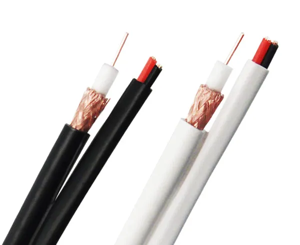 RG59 Siamese Coaxial Cable for CCTV, 20 AWG Bare Copper, 95% Copper Clad Aluminum Braid, 18/2 Stranded Copper Clad Aluminum