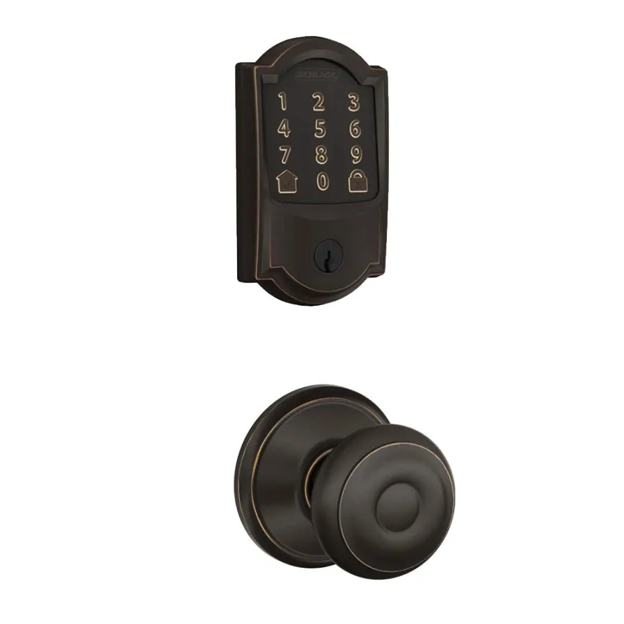 Schlage Encode WiFi Enabled Electronic Keypad Deadbolt with Camelot Trim and Georgian Knob Set