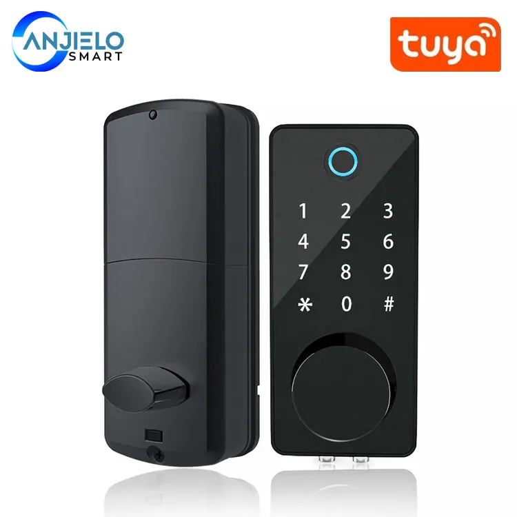 smart door lock Tuya Bluetooth Smart Door Lock with Fingerprint Keyless Entry Keypad Smart Deadbolt Lock App Remotely IP 65 Waterproofing