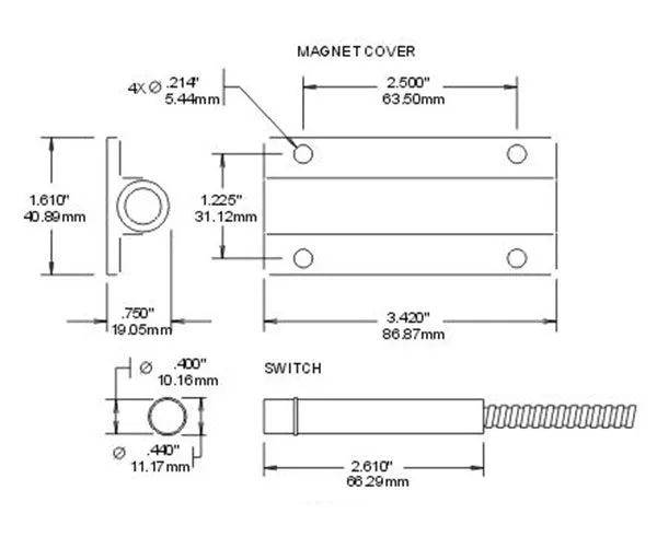 Special Purpose Pull Apart Surface Mount Reed Switch Set - 4704 Series