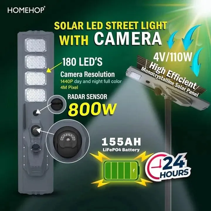 Street Solar Led Lights CCTV Camera 800W With Motion Sensor Waterproof Lamp For Home,,Garden, Yard, and Outdoor