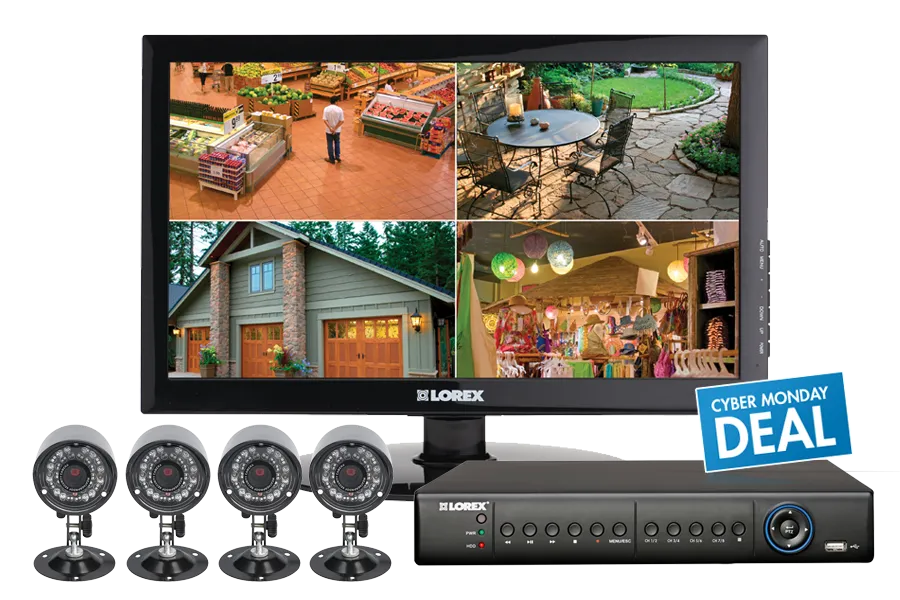 Surveillance camera system with 4 outdoor cameras