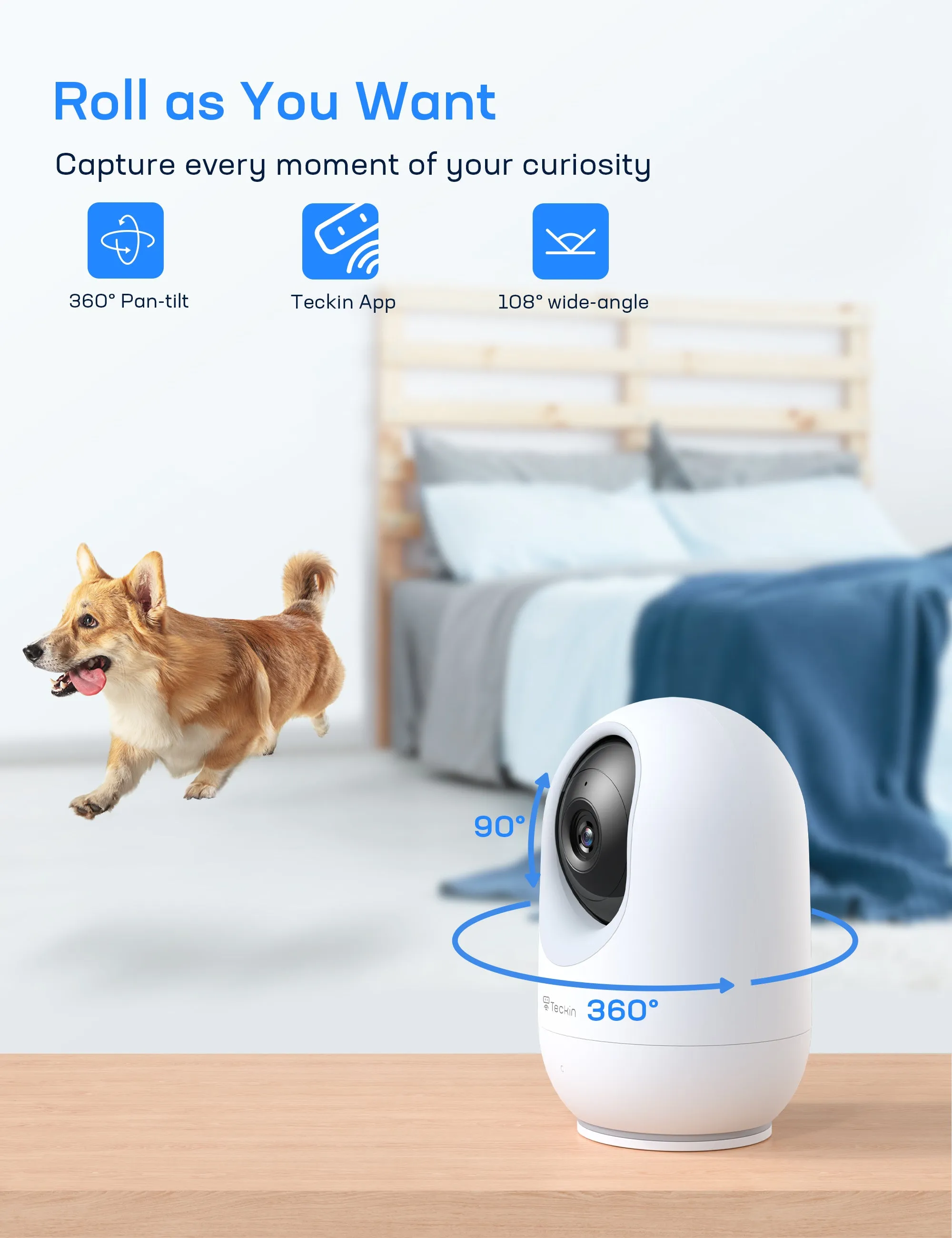 Teckin TR100 1080P Indoor Security Camera with Night Vision for Baby/Pet