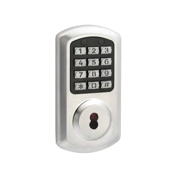 TownSteel - e-Smart-2000 - Electronic Push Button Deadbolt - SFIC -  6 Pin - Satin Chrome - Grade 2