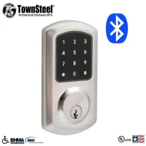 TownSteel - e-Smart 5000 - Electronic Push Button Deadbolt - Bluetooth - Key Override - Satin Chrome - Grade 2