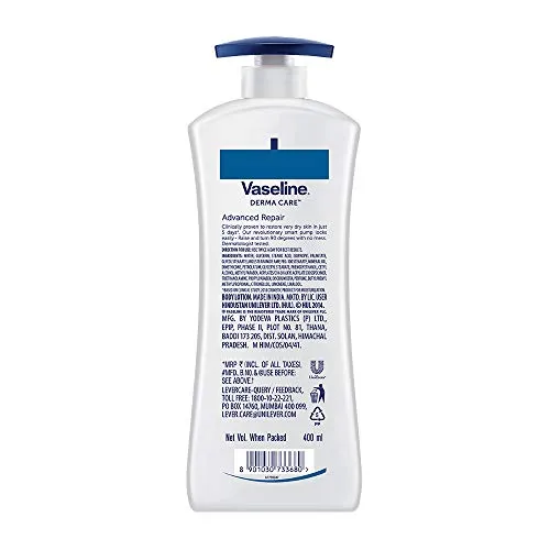 Vaseline Derma Care Advanced Repair Body Lotion, For Sensitive, Dry Skin, Non Greasy, Long Lasting Moisturisation, 400 ml