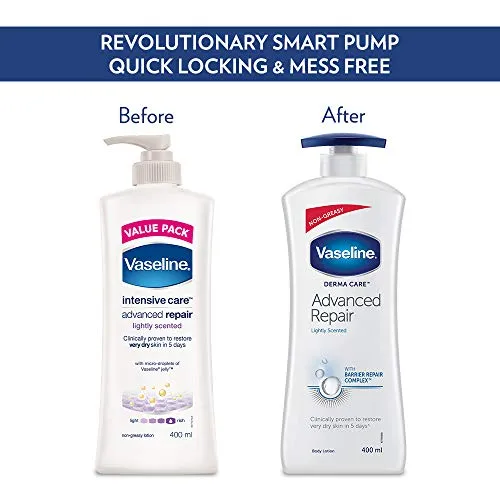 Vaseline Derma Care Advanced Repair Body Lotion, For Sensitive, Dry Skin, Non Greasy, Long Lasting Moisturisation, 400 ml