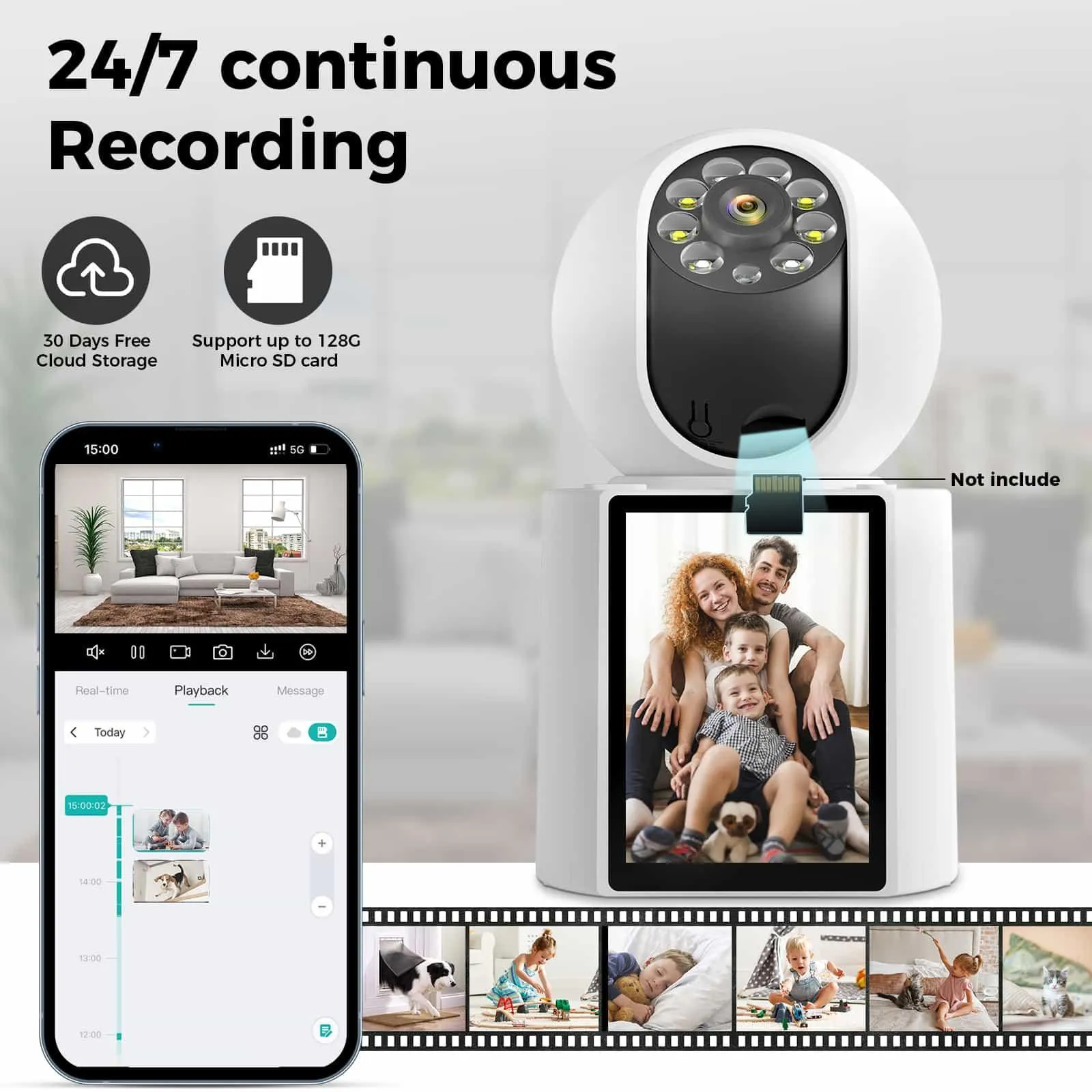 Video Call Security Camera, Indoor Camera for Home with App, 2K Full Color Night Vision, One-Click Call Two-Way Video, Ease to Set up, Motion Detection, Auto Tracking, Child Elder Dog Pet